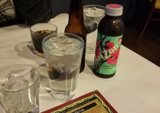 The table, drinks and menu