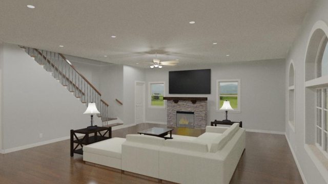 A 3D representation of the living room.