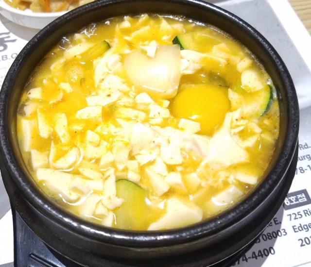 "Less spicy" Soondubu Jjigae with vegetables