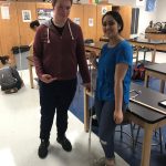 Matt Wozniak and Aditi Katwala with Sweden's tower in the tower building event.