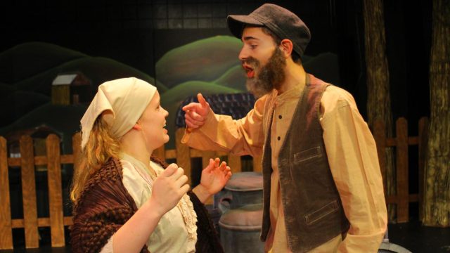 Golde (Rodriguez, left) and Tevye (Gold) wonder what life would be like if Tevye were a “Rich Man.”