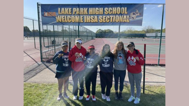 Conant's varsity girls' tennis team finished in 2nd place at the Lake Park Sectional Tournament. Photo courtesy of Matthew Marks.