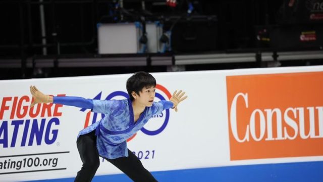 Shinohara prepares for his step sequence during the free skate program at Nationals. Photo courtesy of Taira Shinohara.